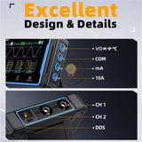 Fnirsi 2C53P Touch Screen Portable Digital Oscilloscope Multimeter Signal Generator 3In1 2 Channel 50Mhz 250Ms/S 19999 Counts