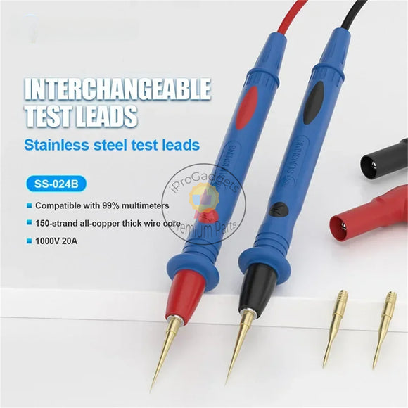 Sunshine SS-024B Multimeter Test Pen With Replaceable Needles Digital Current Voltage Detection Probe Tip Testing Lead