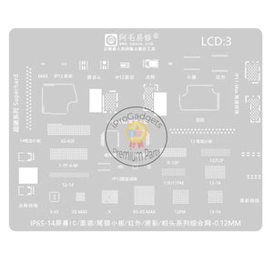 Amaoe 0.12mm LCD3 BGA Reballing Stencil for iPhone 6S to 15 Screen IC / Face / Tailboard / Infrared / True Color