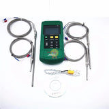 Mastic MS6514 Dual Channel Digital Thermometer + 30mm 50mm 100mm 200mm K-type Thermocouple Temperature Sensor Probe 2 Meter