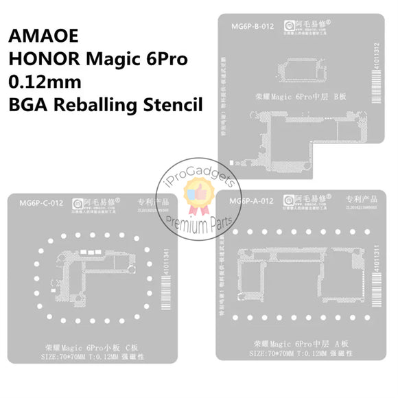 Amaoe 0.12mm Strong Magnetic BGA Reballing Stencil for Honor Magic 6Pro Mid Layer MG6P-A-012 MG6P-B-012 MG6P-C-012