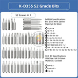 Kaisi K-D355 Mini Electric Screwdriver Set 55 in 1 Type-C Rechargeable Precision Handle Portable Cordless Magnetic Multi-accessory Power Tool