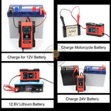 Foxsur 12V 24V 6A Car Battery Charger Pulse Repair 7-stage Charger for GEL WET AGM 12.6V Lithium LiFePO4 LiPo Battery