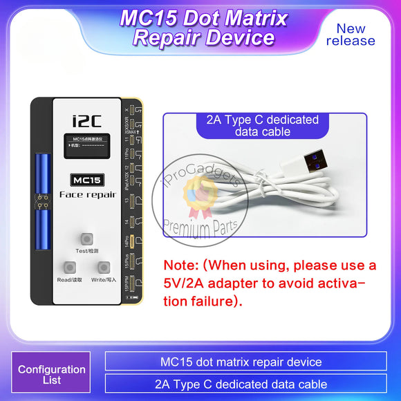 i2C MC15 Dot Matrix Repair Instrument for iPhone X to 15Pro Max / iPad Pro 3 / 4 Series