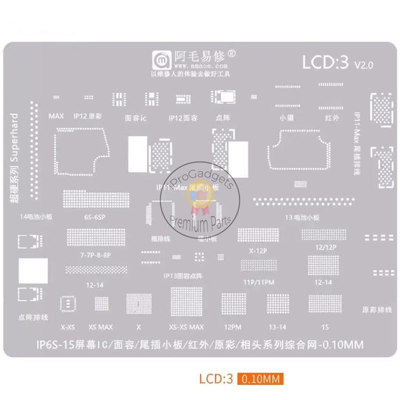 AMAOE LCD BGA Reballing Stencil for iPhone 6S to 15 Screen IC /FaceE ID/Infrared /True Color