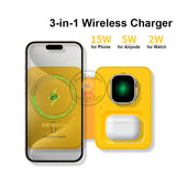 Wekome 3-in-1 Wireless Charger Magnetic Fast Charging Station with Mirror for iPhone 15 14 Pro Max Watch Airpods WP-U172