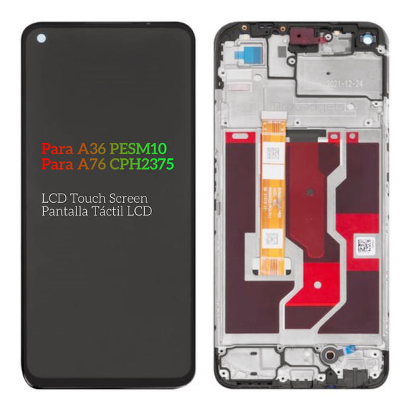 Replacement LCD Display Touch Screen With Frame For OPPO A36 PESM10 A76 CPH2375