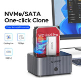 Orico 2Bay NVME & SATA Cross-protocol Offline Clone Type-C 10Gbps Hard Drive Docking Station for NVME M.2 2.5" 3.5" HDD/SSD PC