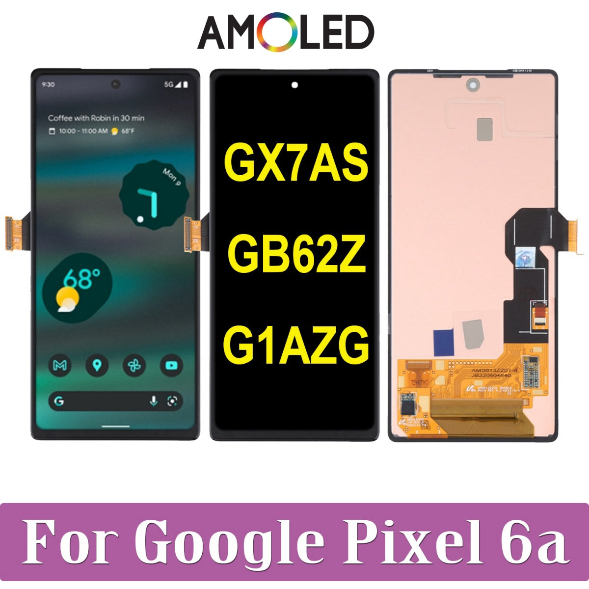 Google Pixel 6a selling G1AZG AMOLED LCD Screen Digitizer Frame Replacement, Black