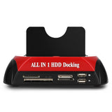 All in One Dual Bay 2.5 Inch 3.5 Inch HDD Docking Station eSATA USB 2.0 to IDE SATA Hard Disk OTB Backup Dock With Card Reader