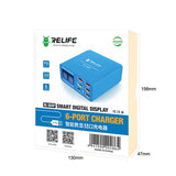 RELIFE RL-304P PD3.0 QC3.0 Smart 6 USB Ports Digital Display Fast Charger for Android for iPhone Tablet Multi-interface Tools