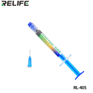 RELIFE RL-405 Low Temperature Lead-free Solder Paste Needle Tube Solder CPU Chips USB Charger Repair Flux